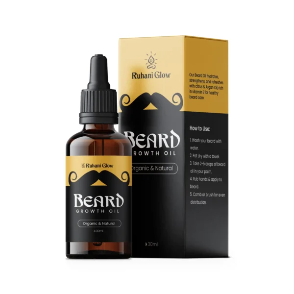 Ruhani Glow Beard Oil – for Soft, Shiny & Healthy Beard Growth 30ml